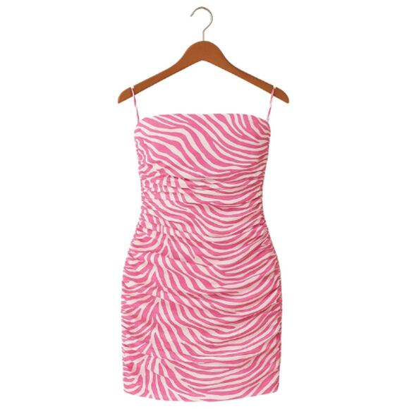 Miscreants Cupid Mini Dress & Gloves Pink Zebra NWOT Size 10 US / 12 UK - Picture 3 of 3